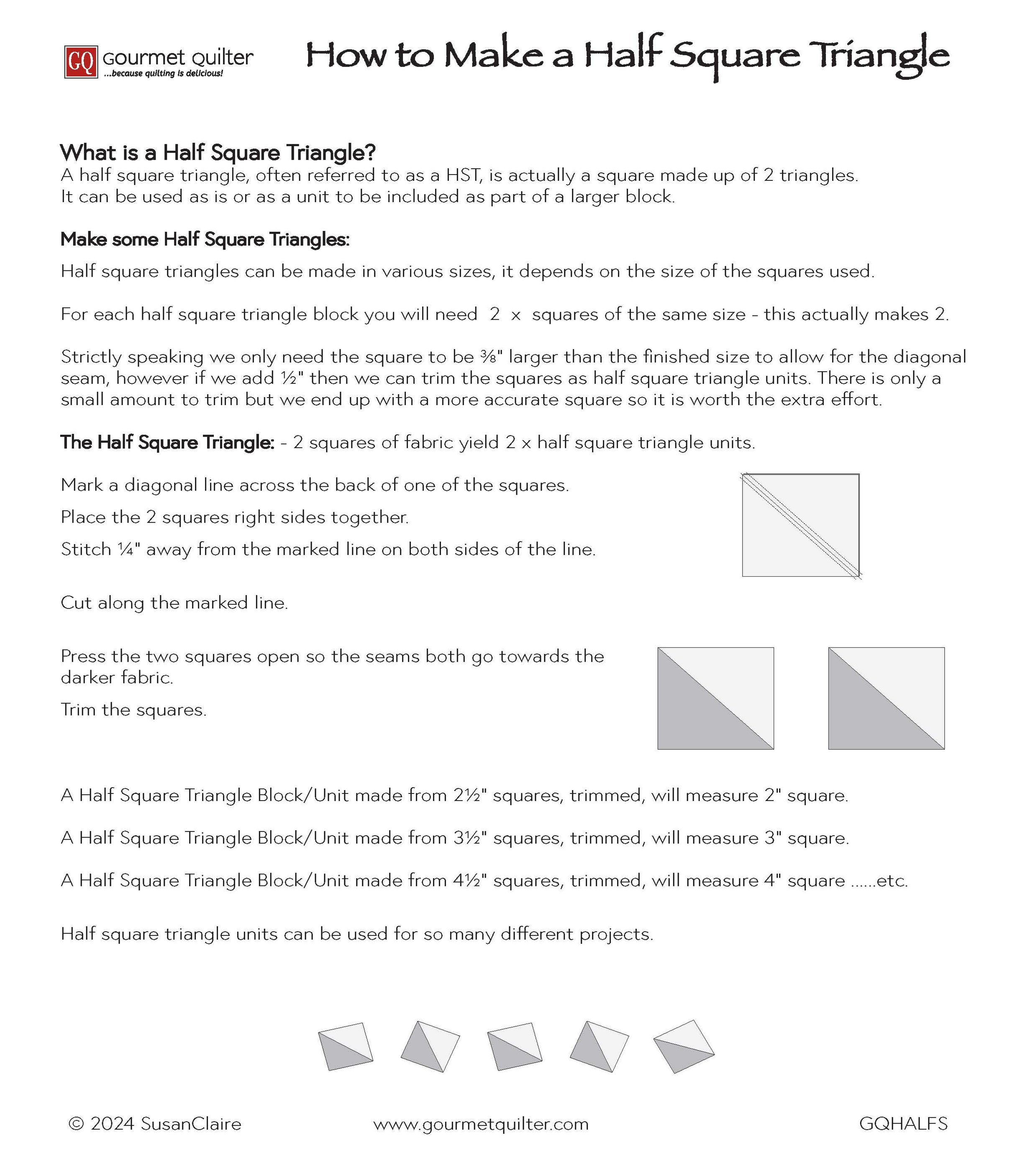 How to make a Half Square Triangle — Gourmet Quilter