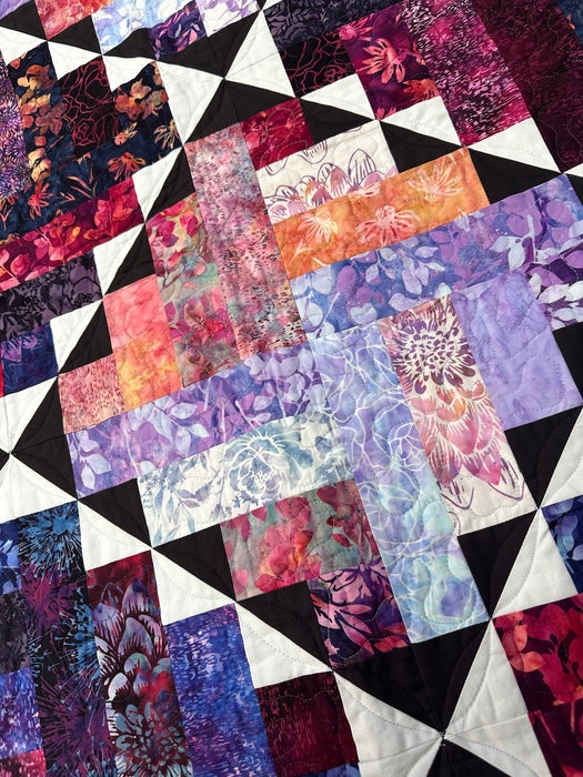 Pop in a Box - A colourful quilt made with 2½" strips